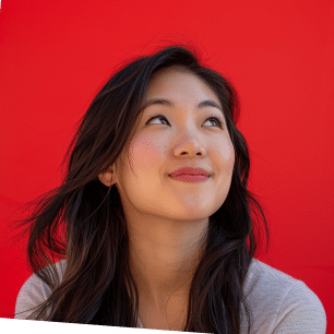 portrait with red background